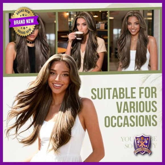 13x6 Lace Front Wig Synthetic Hair Pre Plucked Wavy 30 Inch Glueless main image 5